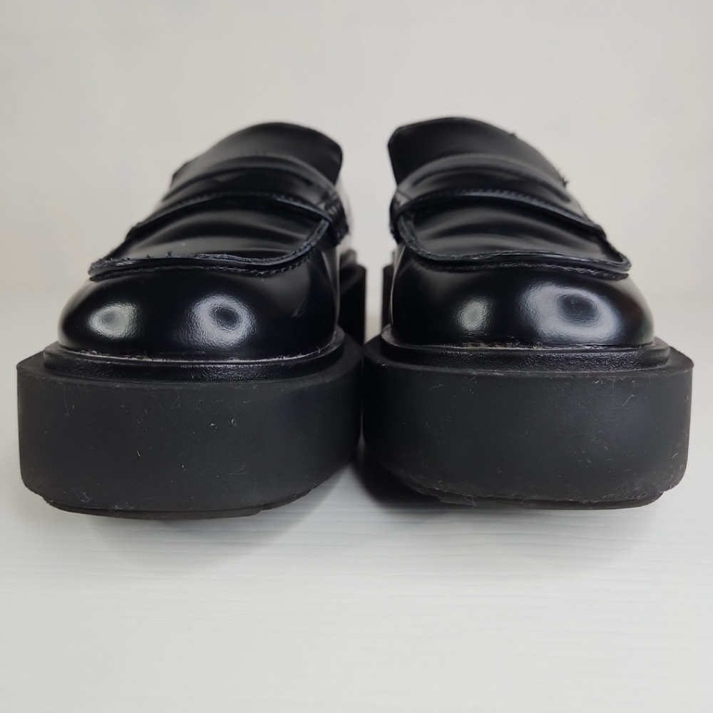 H&M Chunky Loafer Women Platform Loafer Luxury Patent Leather Casual Black Sz 38 - Picture 4 of 16